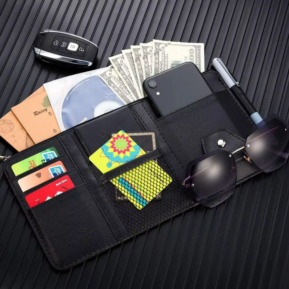 Boîte de rangement de pare-soleil en forme de voiture, sac de rangement de pare-soleil de voiture, boîte de rangement de pare-soleil de voiture, rangement de porte-carte à fermeture éclair