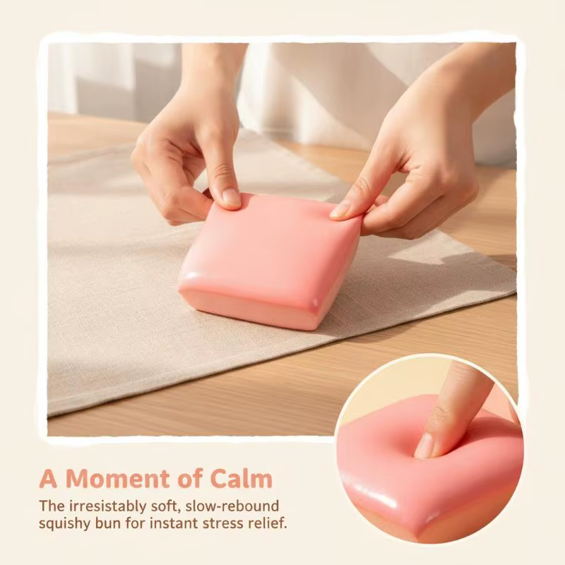 Jouet de décompression en forme de toast collant, jouet sensoriel à rebond lent et souple à presser pour adultes et étudiants, soulagement du stress des examens