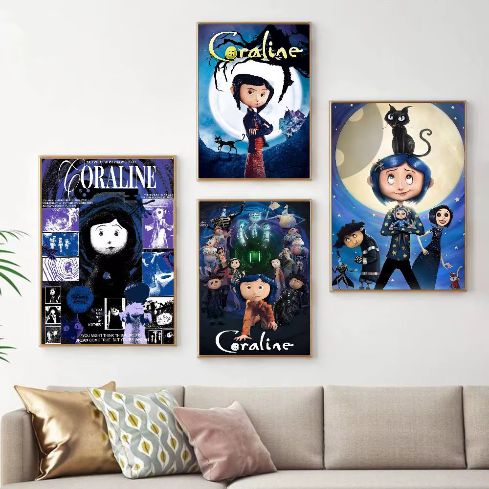 Affiches vintage classiques 5D Anime C-Coraline, affiches rétro de qualité HD pour décoration murale de la maison