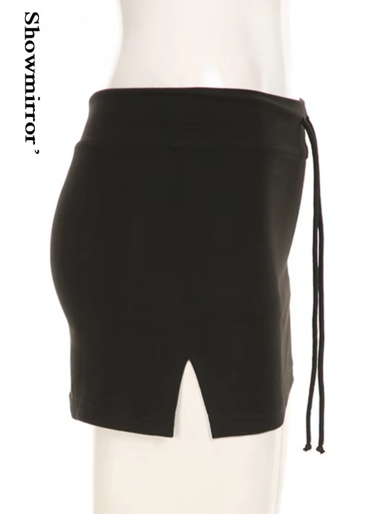 Slim solide jupes moulantes chemises mignonnes décontracté taille basse Super Mini