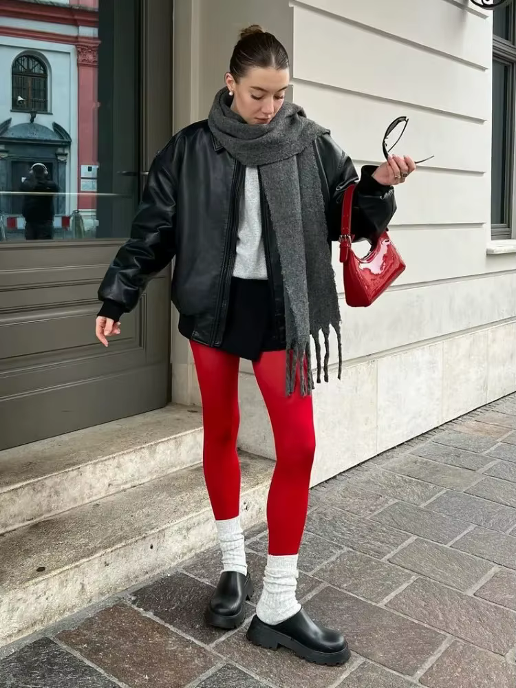 Nouvelles collants rouges pour femme