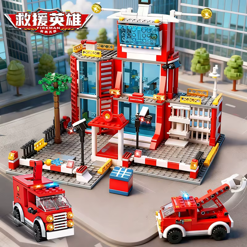 Ensemble de blocs de construction de la station de police de la ville, voiture SWAT, hélicoptère, blocs de construction de la ville, jouet pour enfants, garçons, cadeau de Noël