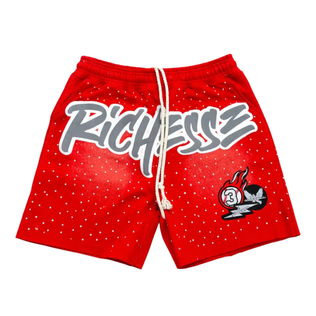 Nouveaux shorts graphiques Richesse pour hommes, style streetwear Y2K, imprimé lettres, shorts en maille à étoiles, été, hip hop, Harajuku, décontractés, shorts de sport