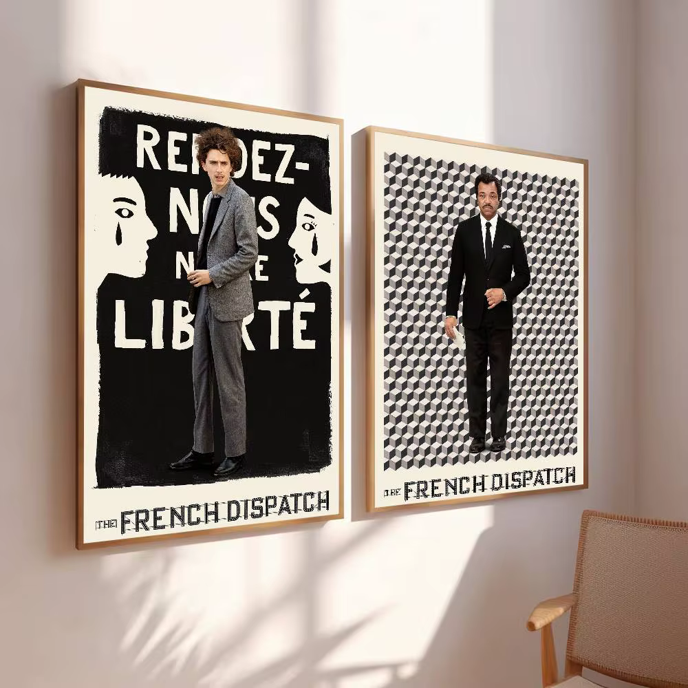 Affiche vintage The French Dispatch, impression artistique de film classique de Wes Anderson, décoration murale minimaliste pour chambre à coucher, dortoir, maison, cadeau