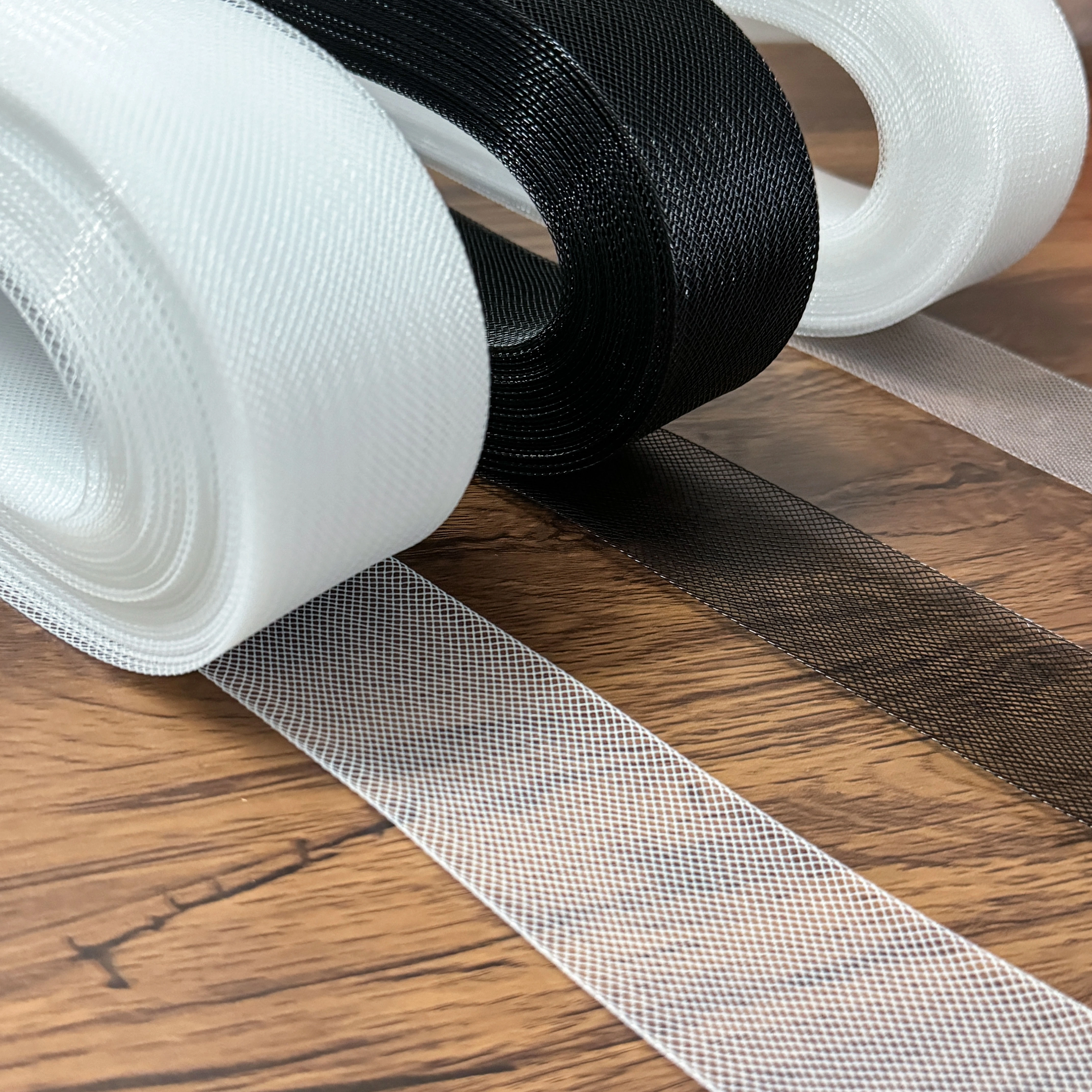 Tresse rigide en crin de cheval pour couture de désossage en Polyester, accessoires de robe de mariée, robe de danse, bricolage de couture blanc/noir/Transparent