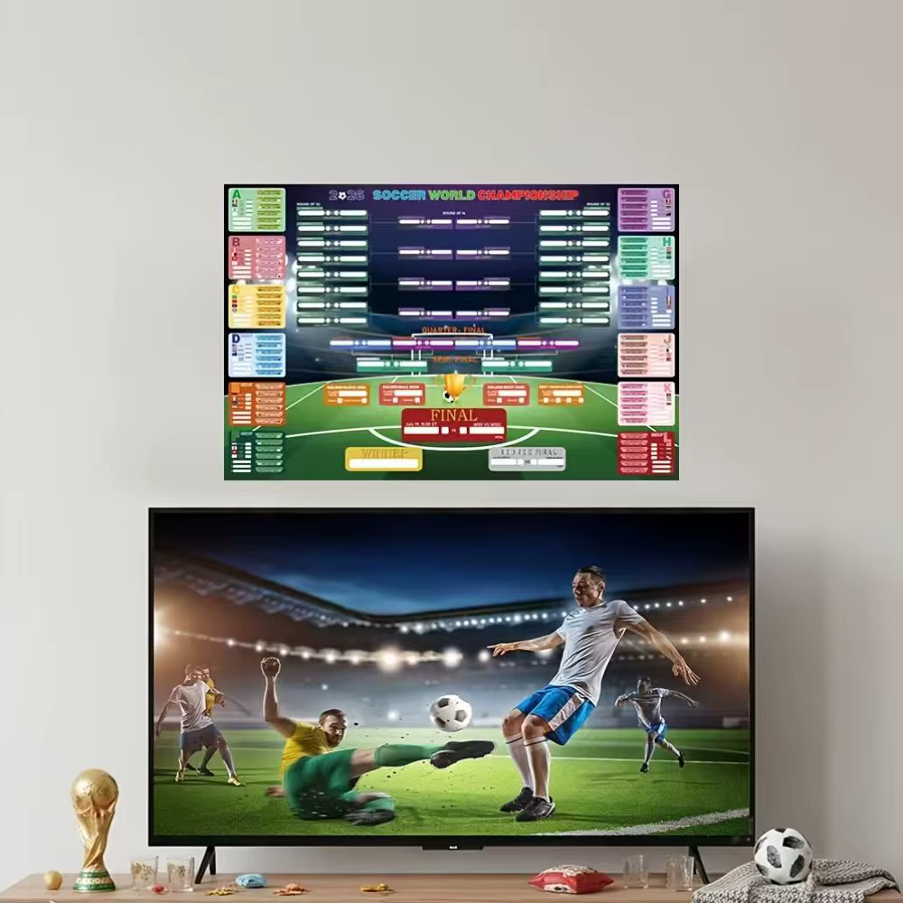 Affiche du calendrier des événements 2D, 2026, conçue pour les passionnés de football. Cette affiche sert de décoration pour les tournois de football