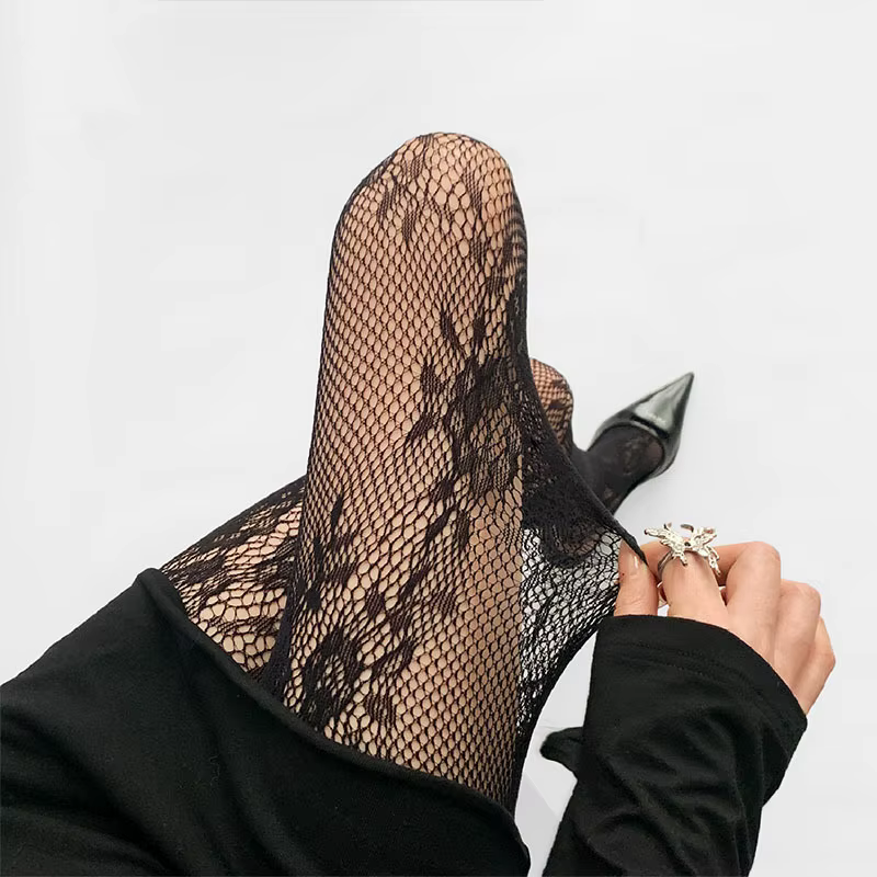 2025 nouveaux collants femmes Sexy dentelle florale cuisse haute bas