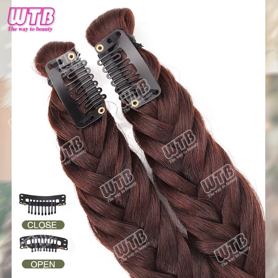 WTB Perruque tressée synthétique avec clip BB, élégante et délicate, idéale pour les mariages, les fêtes et le quotidien des femmes
