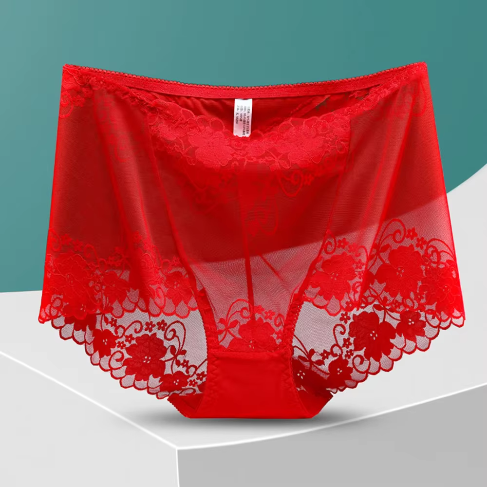 Grande taille taille haute culottes femmes sous-vêtements Sexy dentelle slips transparents grande culotte femme caleçon grande taille Lingerie L-4XL