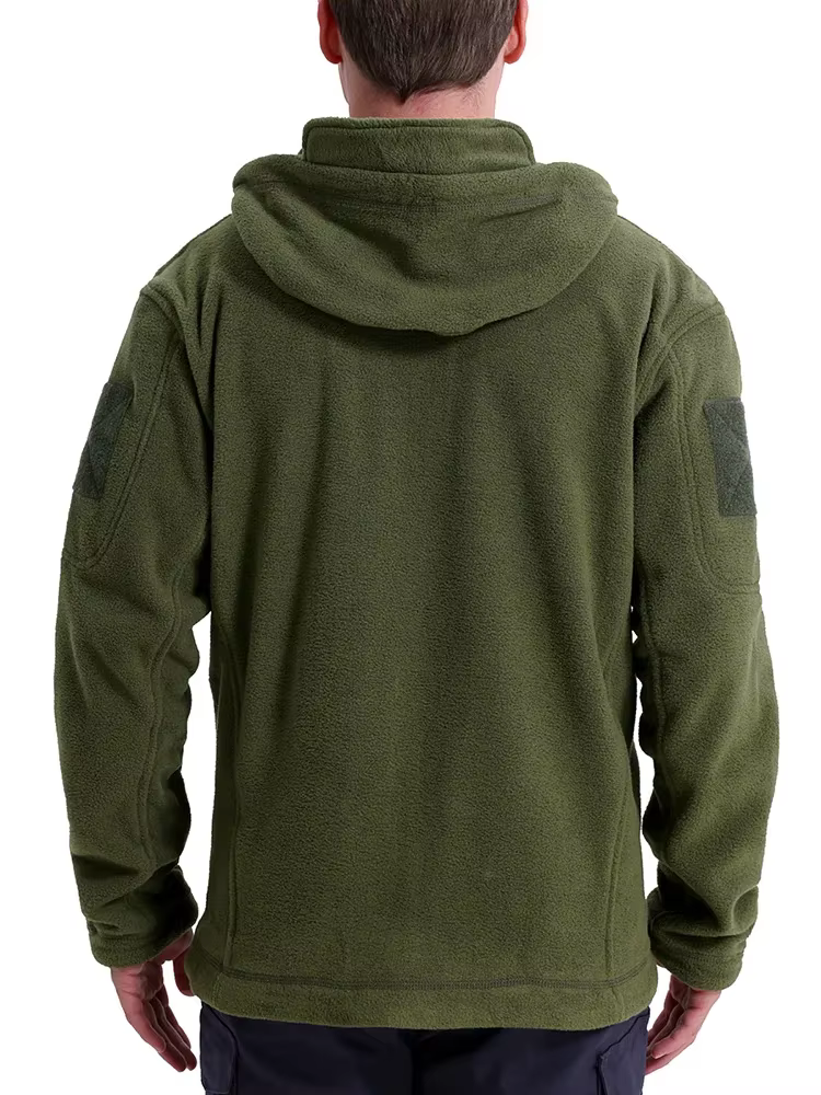 Veste polaire de chasse pour hommes, veste tactique polaire d'extérieur, randonnée, chasse, hiver, chaud, fermeture éclair complète, sweat à capuche militaire multi-poches