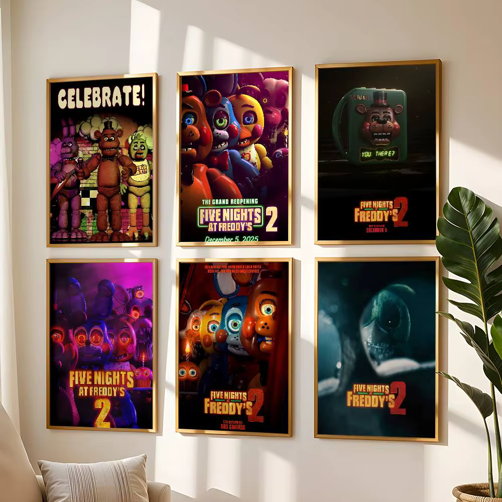 Affiche de dessin animé Fnaf Five-nights-At-Freddys 2, autocollant étanche pour décor de salle de Bar, cadeau imprimé de haute qualité