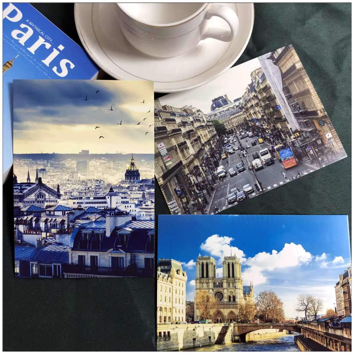  Ensemble de 30 cartes postales de voyage à Paris - Cartes de vœux avec vue sur la Tour Eiffel et la Seine - Cadeaux romantiques de voyage