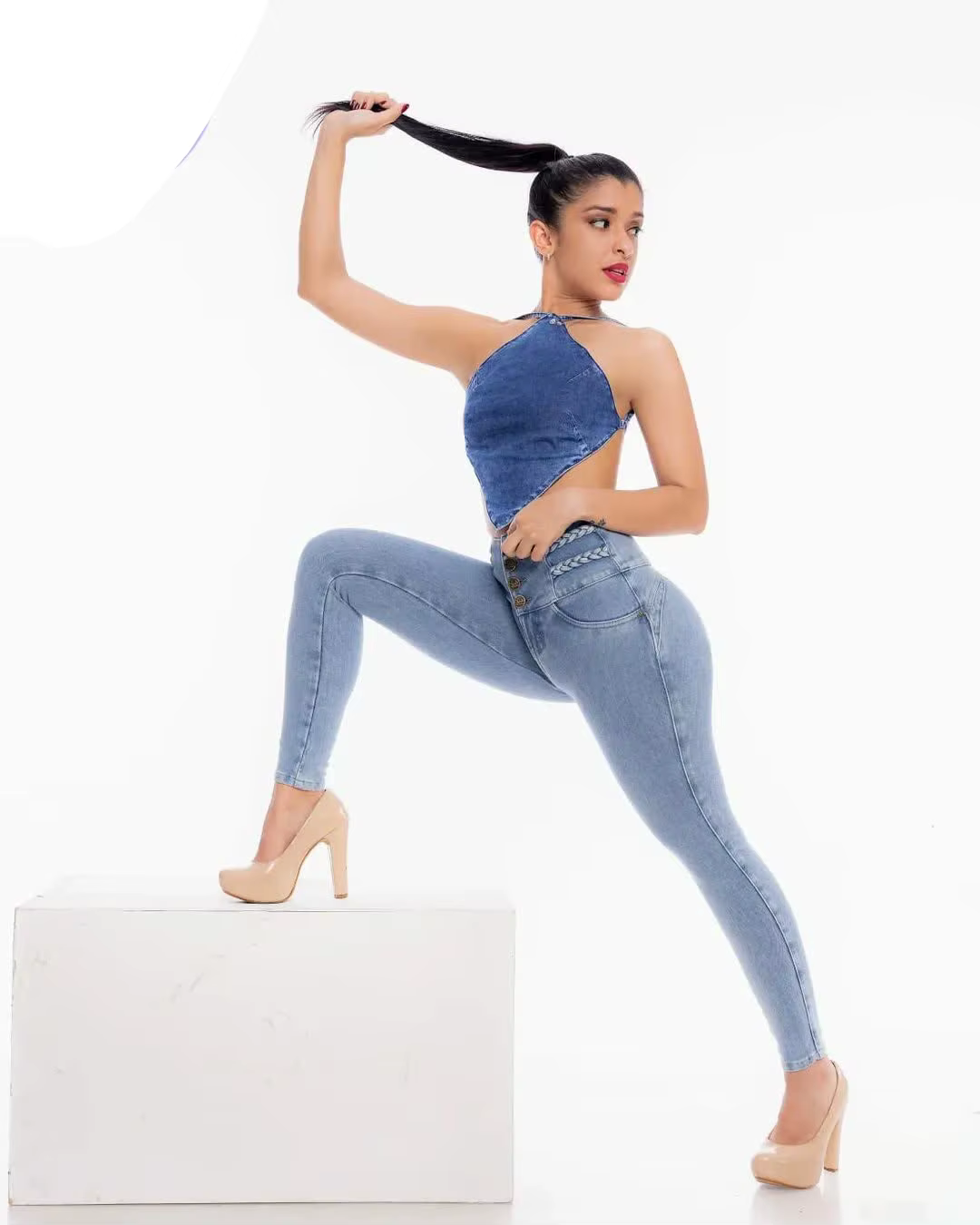 TUNIControl-Jean skinny taille haute pour femme