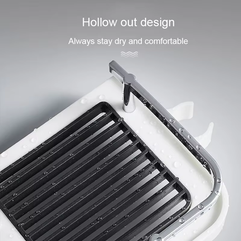 Étagère de rangement de salle de bain simple, sans perçage, carrée, pour barre de douche, plateau de rangement multifonctionnel pour douche