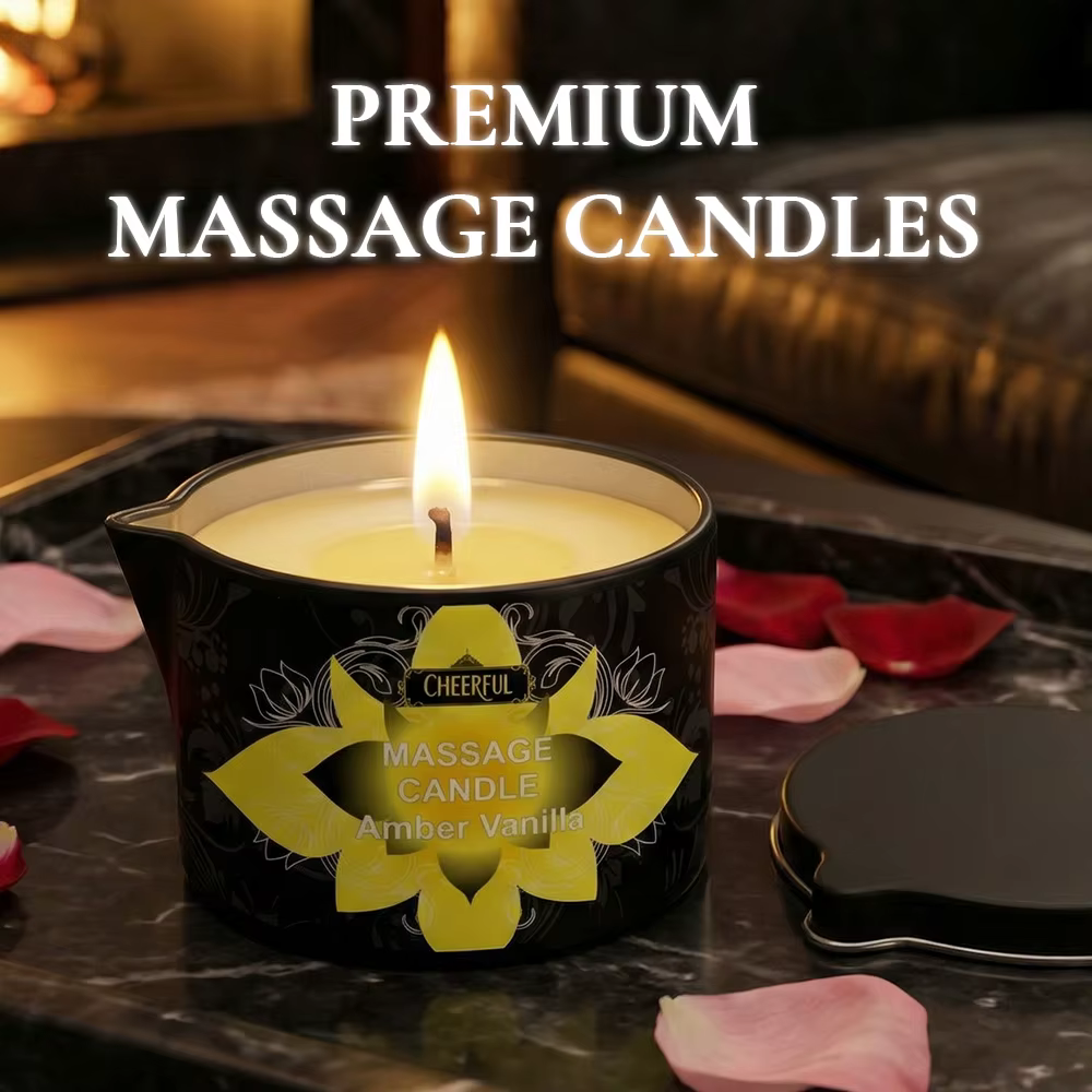 Bougie de massage à la vanille et à l'ambre, bougie de massage parfumée à la cire de soja naturelle pour le massage corporel, bougie d'aromathérapie pour les soins de spa à domicile