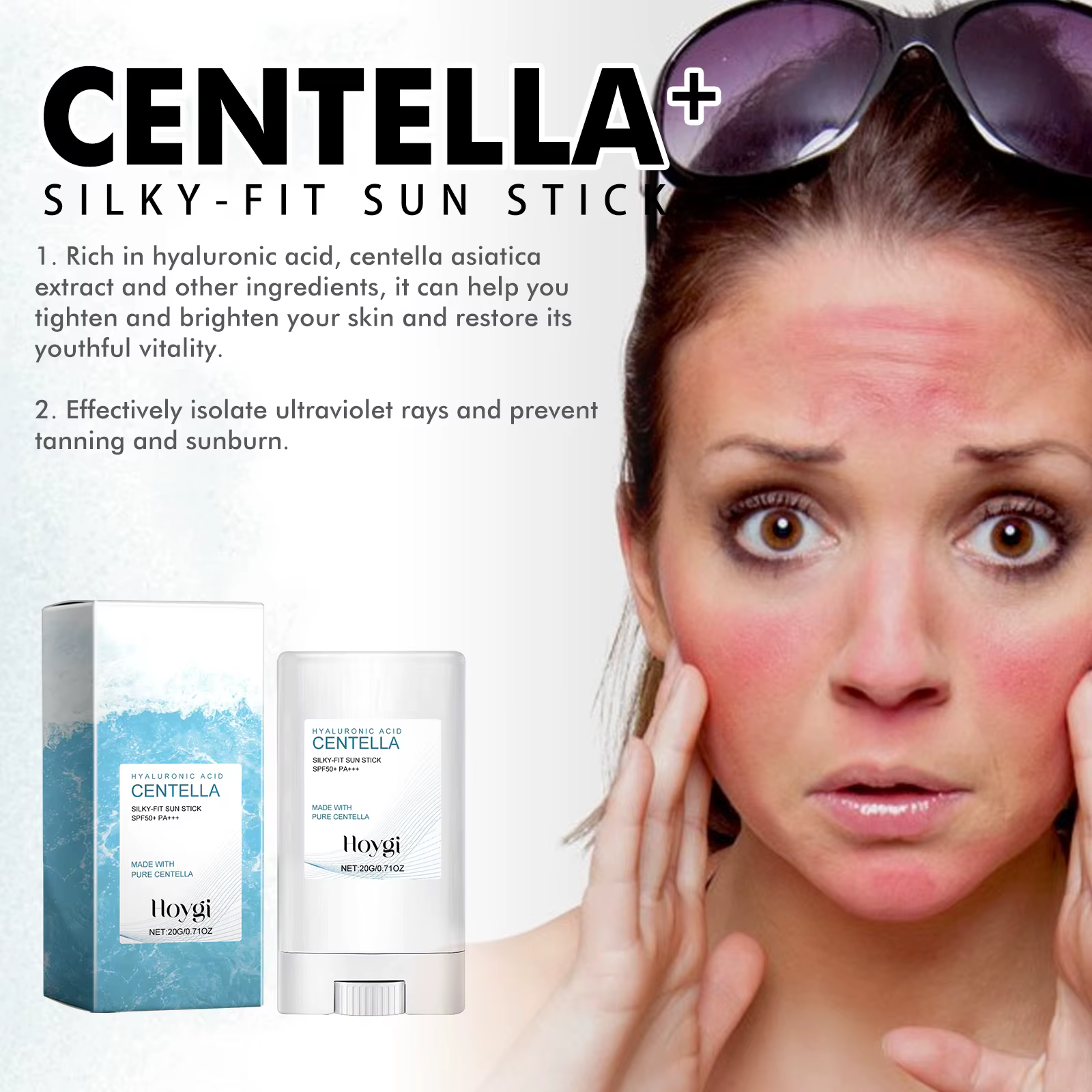 Crème solaire à l'acide hyaluronique, Anti-soleil, Protection UV, hydratant doux, nourrissant, réparation hydratante, bâton de protection solaire Spf46 pour l'extérieur
