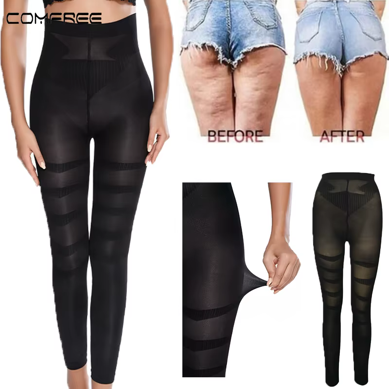 Taille haute Shapewear Anti Cellulite Compression Leggings jambe minceur corps Shaper ventre contrôle collants culotte cuisse plus mince