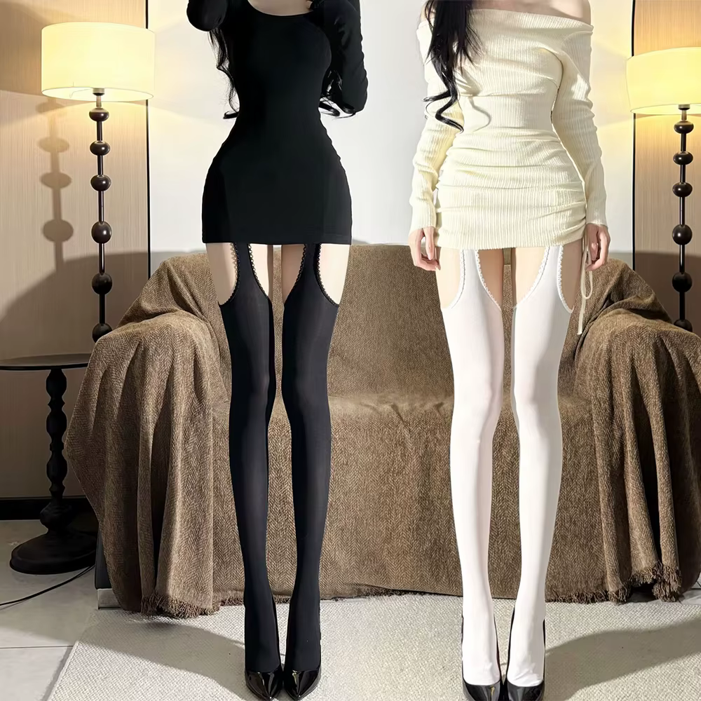 Collants en velours à larges bandes pour femmes