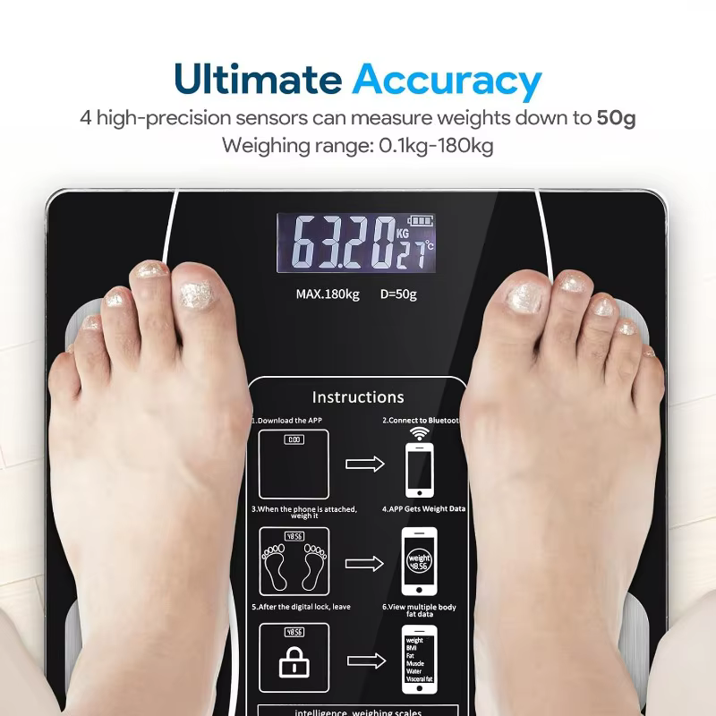 Balance de graisse corporelle LED affichage numérique APP balance de poids intelligente USB Rechargeable analyseur de Composition corporelle balance de Test balance de graisse corporelle