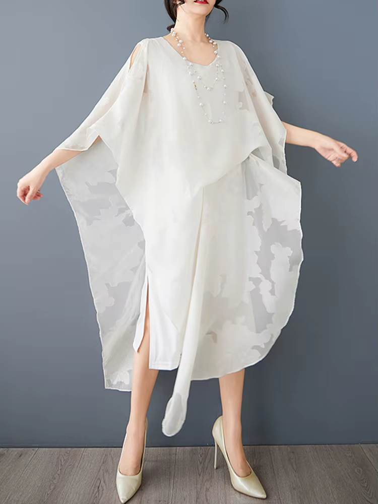 Manches courtes épaules dénudées vintage nouveau en robes pour femmes décontracté ample longue robe d'été vêtements élégants 2025