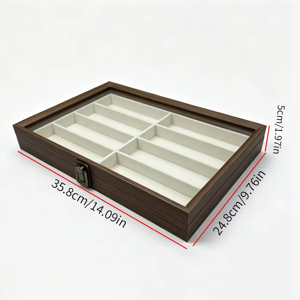 Boîte de rangement Sunshield, une boîte de rangement à huit compartiments pour lunettes de soleil, peut être utilisée pour ranger, présenter et organiser des bijoux et des accessoires