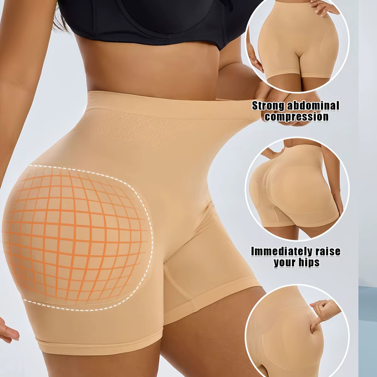Flarixa Culotte gainante rehausse-fesses pour femme avec coussinets amovibles