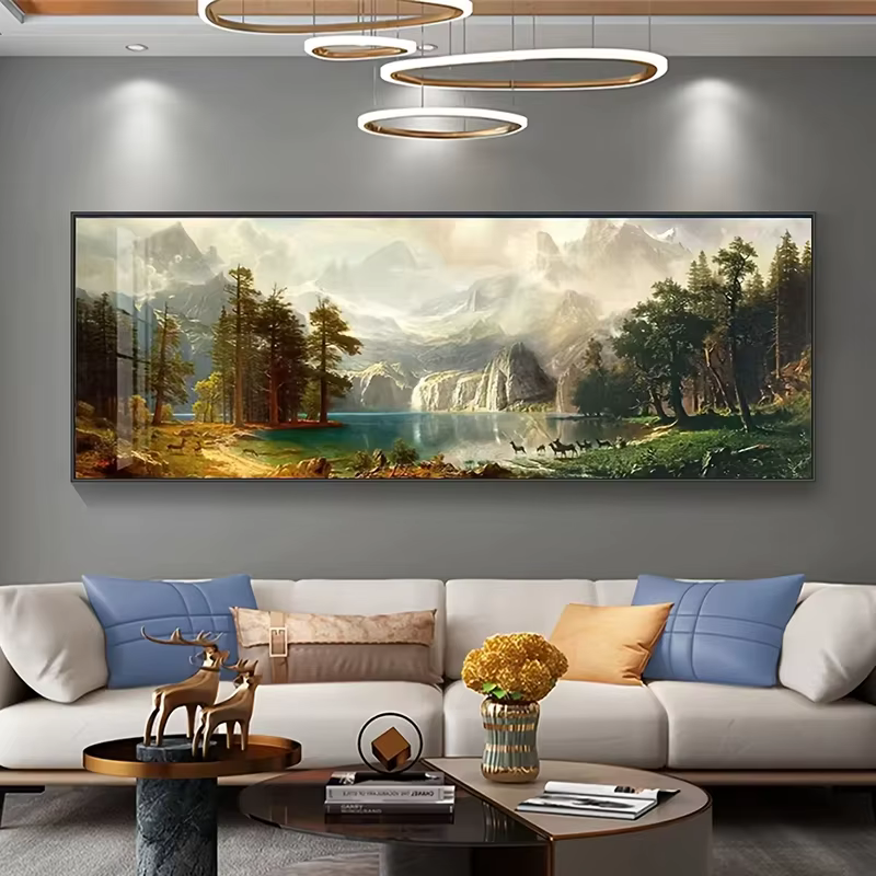 Affiches et impressions sur toile sans cadre, grandes images de montagnes enneigées, lacs et forêts, art paysager moderne, décor mural pour la maison