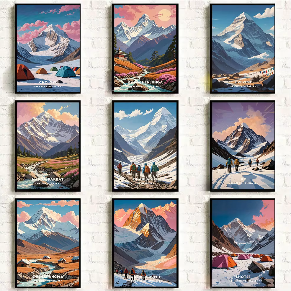 Classiques célèbre Lhotse Makalu large pic affiche superbe montagne Art affiche impression toile peinture mur Art Pictur décor à la maison