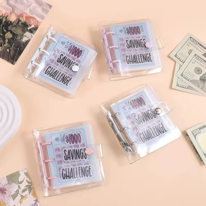 Pochette à monnaie pour défi d'épargne, 1000 mini-enveloppes pour argent liquide, classeur de budget en PVC étanche, classeur de défis d'épargne, carnet à feuilles mobiles