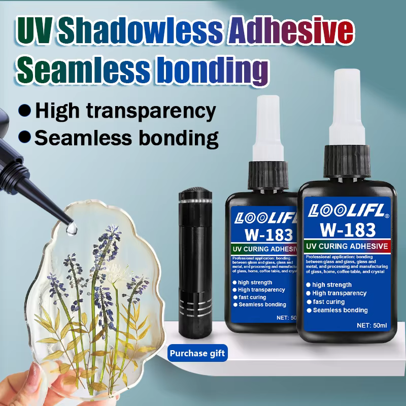 Haute colle UV transparente, imperméable à l'eau, durcissement liquide adhésif UV renforcé pour la fabrication artisanale, modèle de colle diy. (envoi de lampes UV)