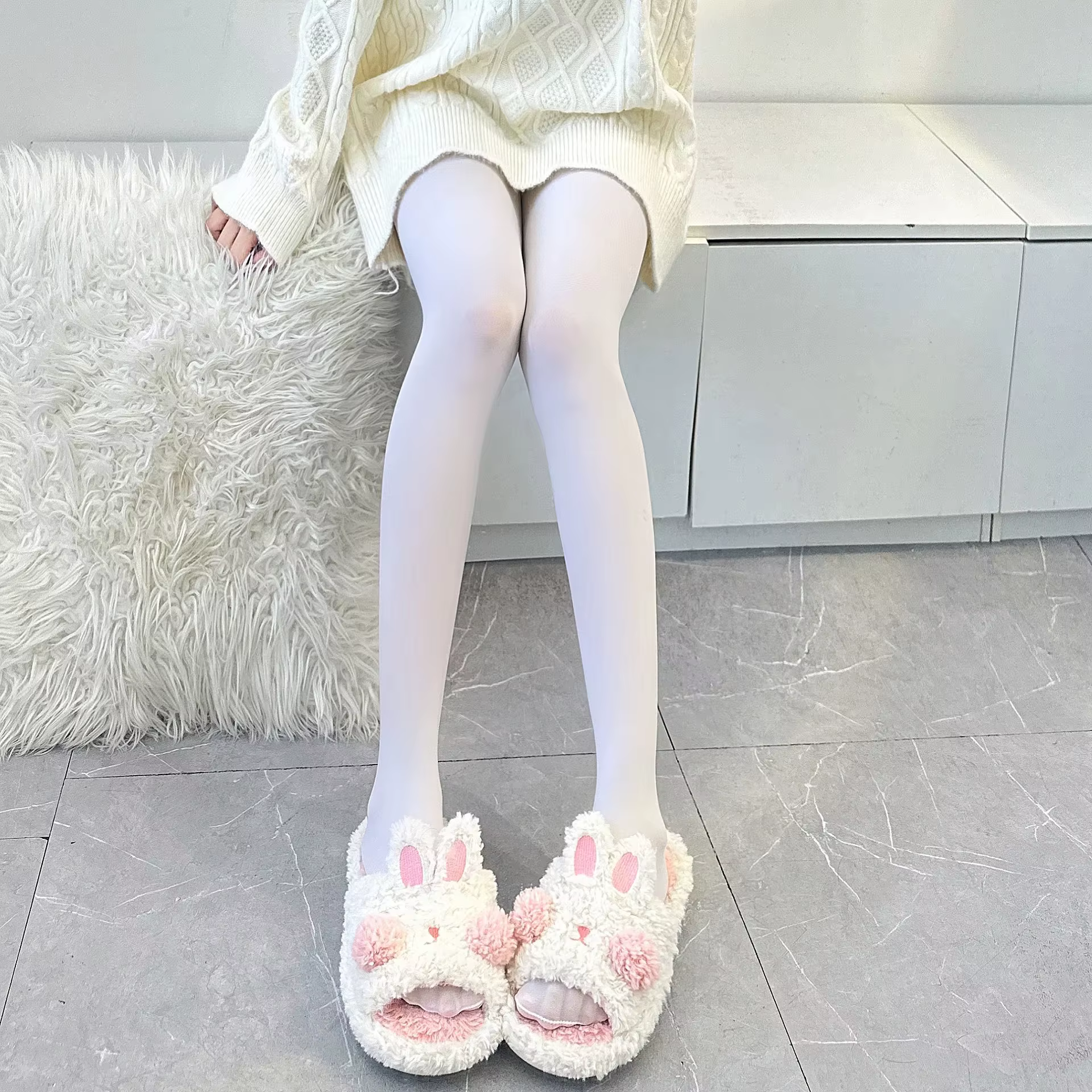 Collants Slim fit Opaques Leggings extensibles thermiques automne/hiver épais chaud confortable bas blancs