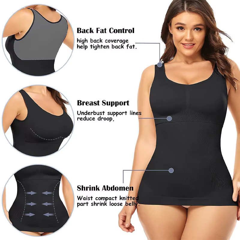 Femmes ventre contrôle Shapewear classique 2-en-1 avec soutien-gorge rembourré haute élastique gilet corps Shaper Up ascenseur Corset Cami débardeurs 3 couleurs