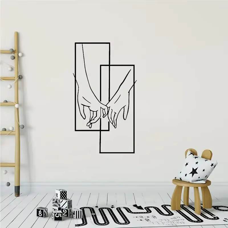 Affiche d'art de couple de mains tenant la main pour hommes et femmes, autocollant mural en vinyle, décor d'art abstrait moderne, chambre à coucher de porche, 1PC