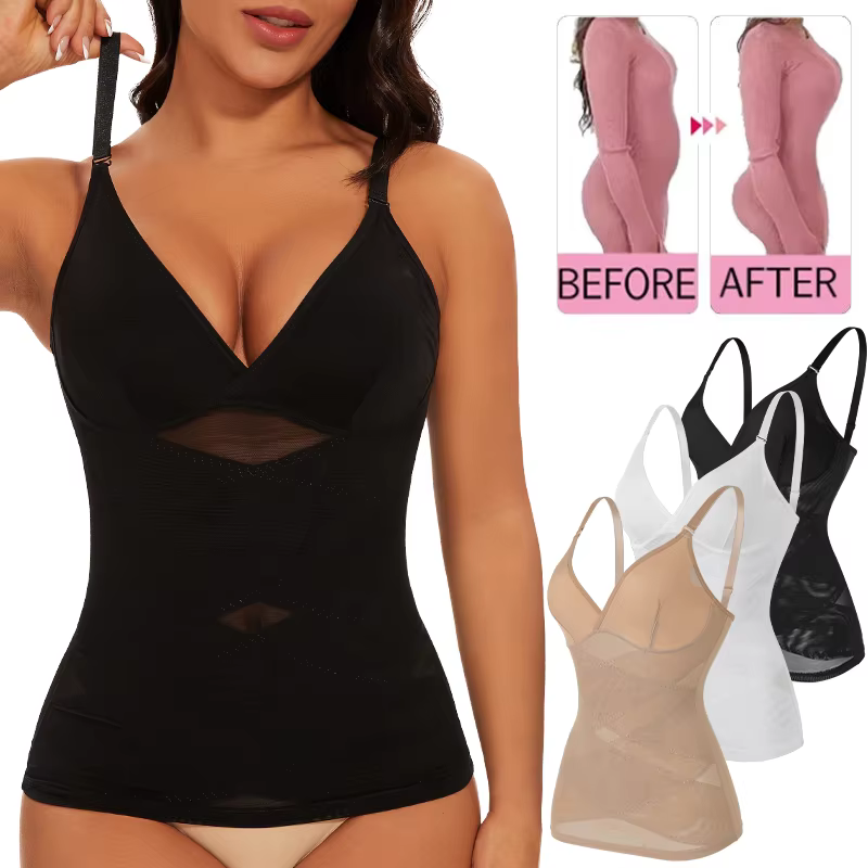 Body Shaper pour femmes contrôle du ventre Shapewear débardeurs de Compression haut caraco col en v Camisoles sans