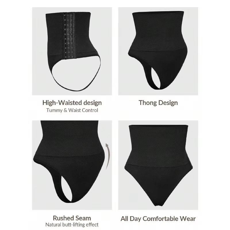 Culotte gainante taille haute amincissante effet ventre plat avec crochets