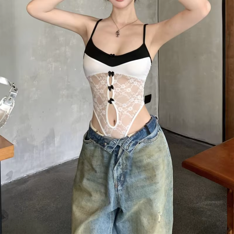 Body en dentelle blanche pour femmes