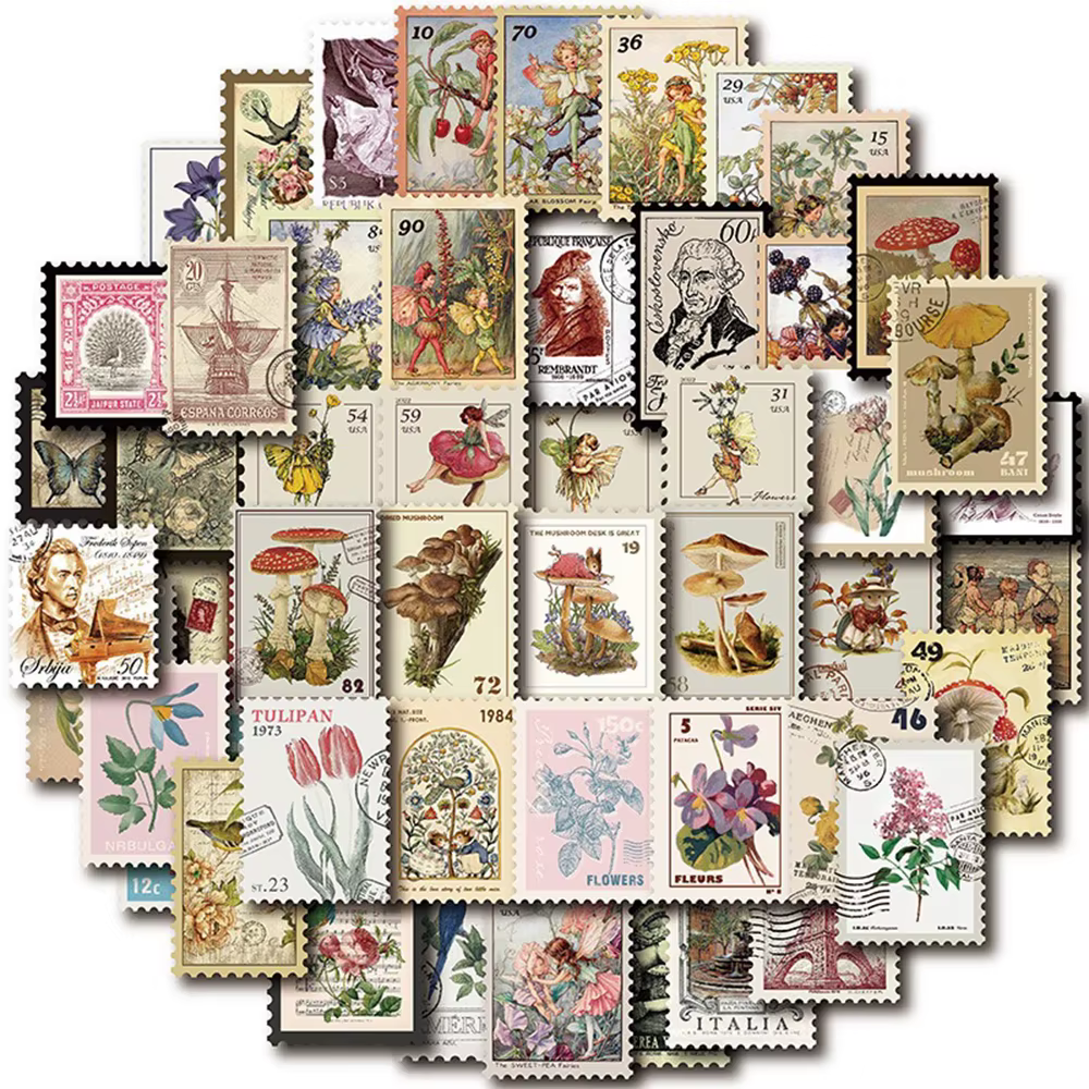 10/20/50 pièces tous différents timbres-poste Vintage autocollants Desc pour Scrapbooking et journal