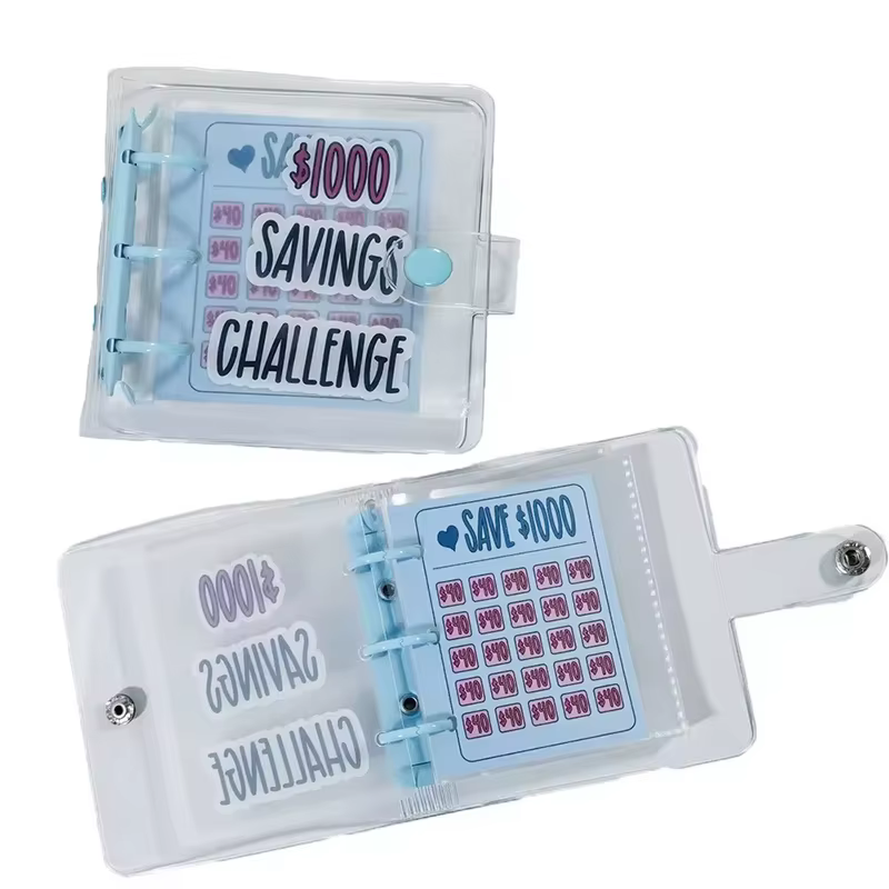 Pochette à monnaie pour défi d'épargne, 1000 mini-enveloppes pour argent liquide, classeur de budget en PVC étanche, classeur de défis d'épargne, carnet à feuilles mobiles