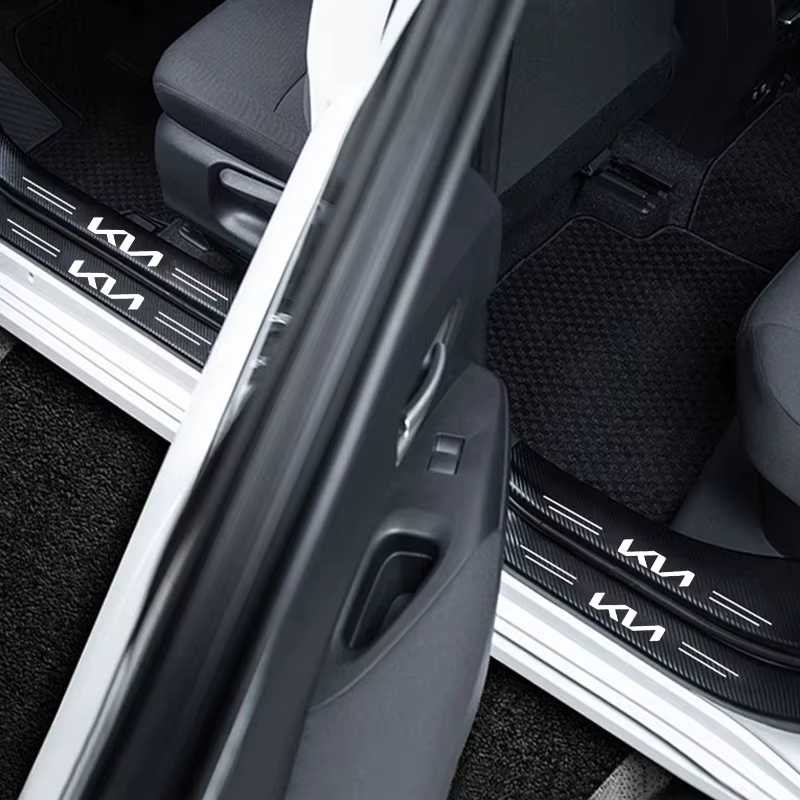 Autocollants de protection de seuil de porte de voiture en Fiber de carbone, imperméables, pour Kia Sportage Ceed Picanto Rio ProCeed Niro Stonic K7 K5 K8 K3