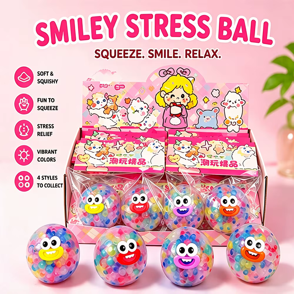 Squishy Kawaii Planète Galaxie Emoji, Rempli de Billes Éclatantes, Doux à Presser, Anti-Stress, Décoration Esthétique pour Chambre et Bureau, Ornement, Cadeau
