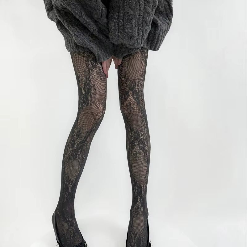 Collants en dentelle florale pour femmes