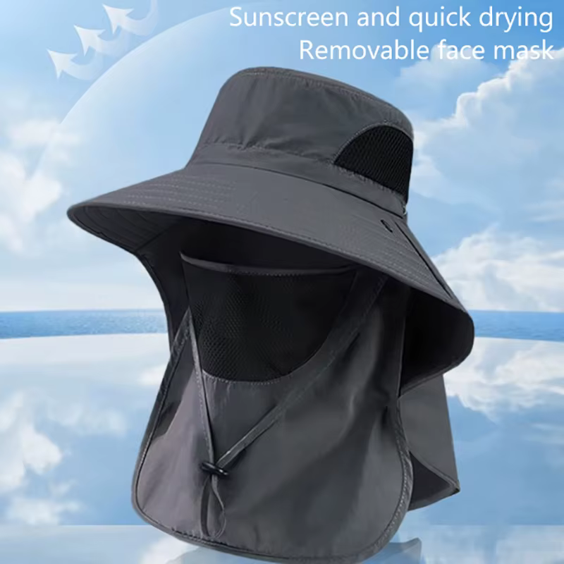 Chapeaux de soleil d'été Protection UV casquette de pêche de chasse en plein air pour hommes femmes randonnée Camping visière seau chapeau cou rabat chapeau de pêcheur