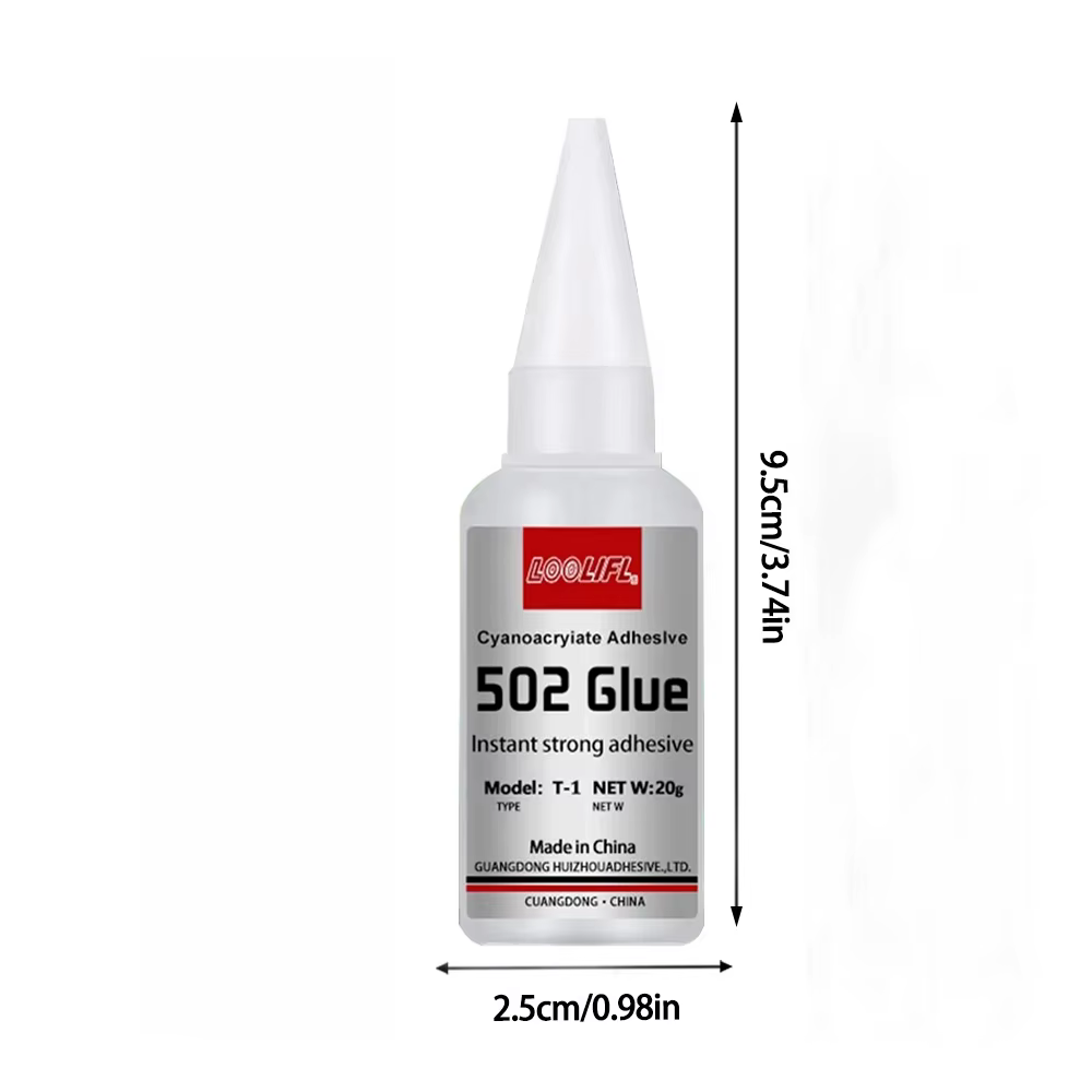 Colle instantanée transparente 502, haute viscosité, durcissement rapide, adhésif universel pour la réparation et la décoration du plastique, du métal et du verre
