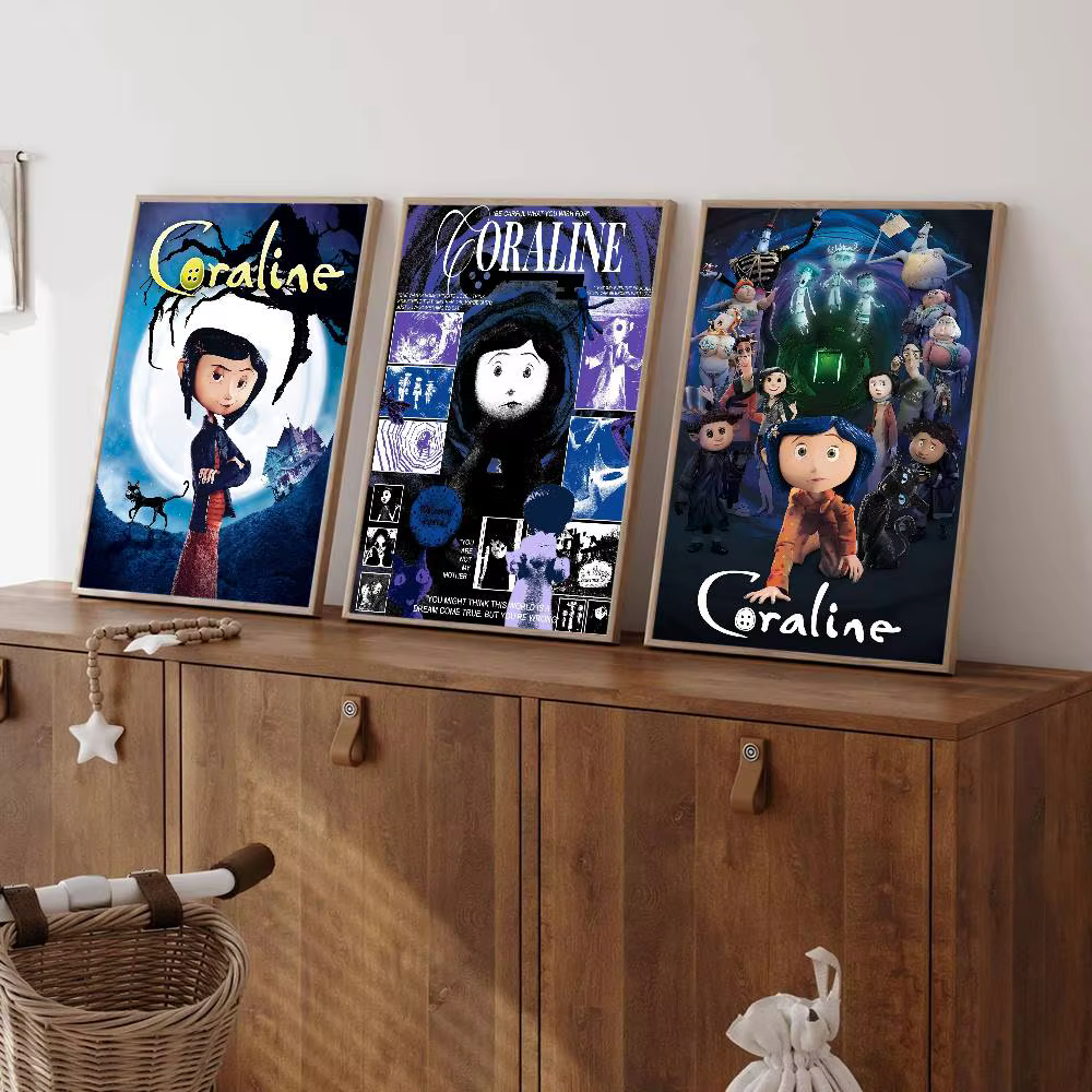 Affiches vintage classiques 5D Anime C-Coraline, affiches rétro de qualité HD pour décoration murale de la maison