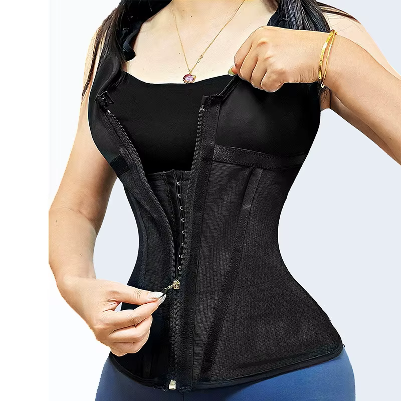 Shapewear femmes colombien Fajas taille formateur ventre contrôle gilet corps Shaper 17 os en acier 3 rangées crochets fermeture éclair sangle réglable