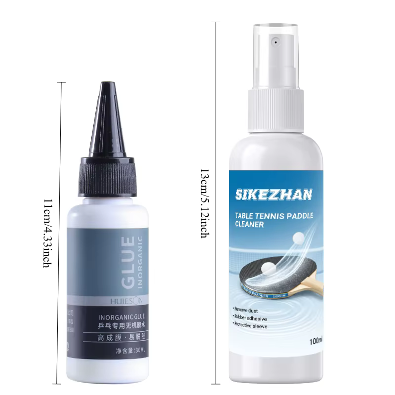 Ensemble de colle et de nettoyant pour raquette de tennis de table, colle inorganique de 30 ml + nettoyant pour raquette de 100 ml, liaison forte, nettoyage rapide, restauration de la prise en main