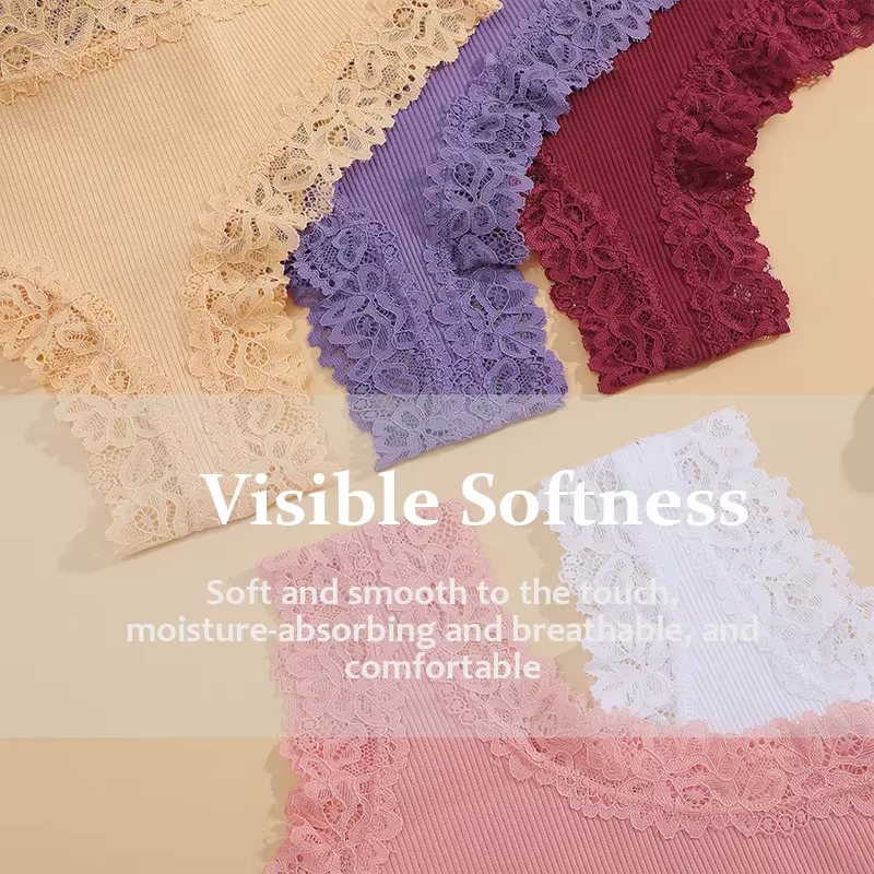 3 pièces/ensemble femmes coton dentelle culottes florale sous-vêtements intimes à la mode Patchwork
