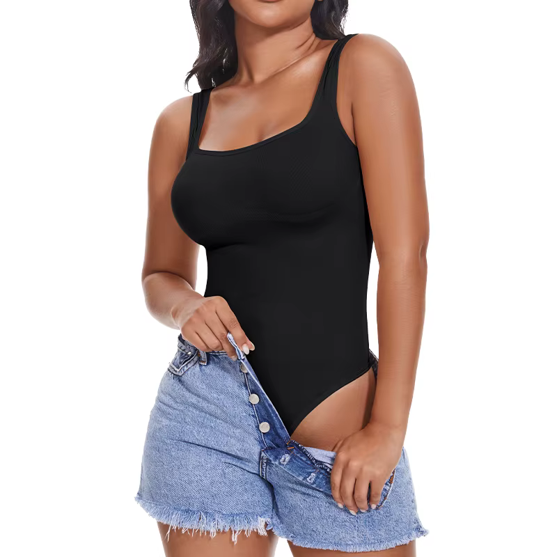 Body pour femmes contrôle du ventre Shapewear sans manches col carré dos nu débardeur décontracté string