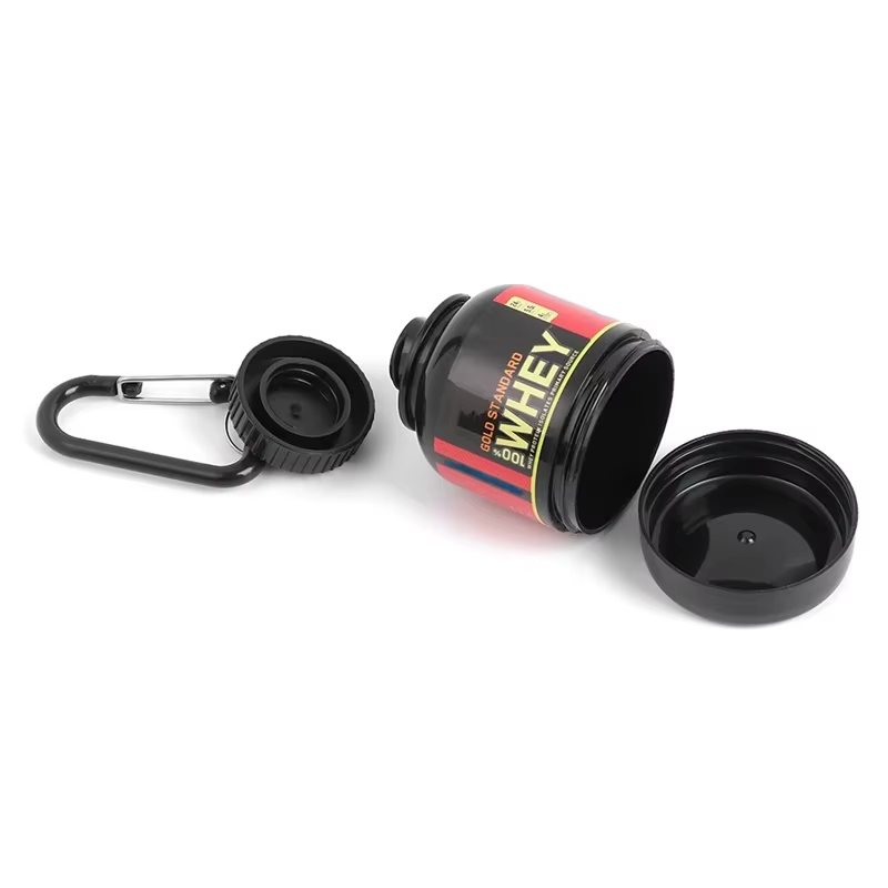 Mini récipient de protéines Portable de 100ML, bouteille de poudre avec porte-clés de lactosérum, entonnoir de santé, boîte à médicaments, petite tasse d'eau