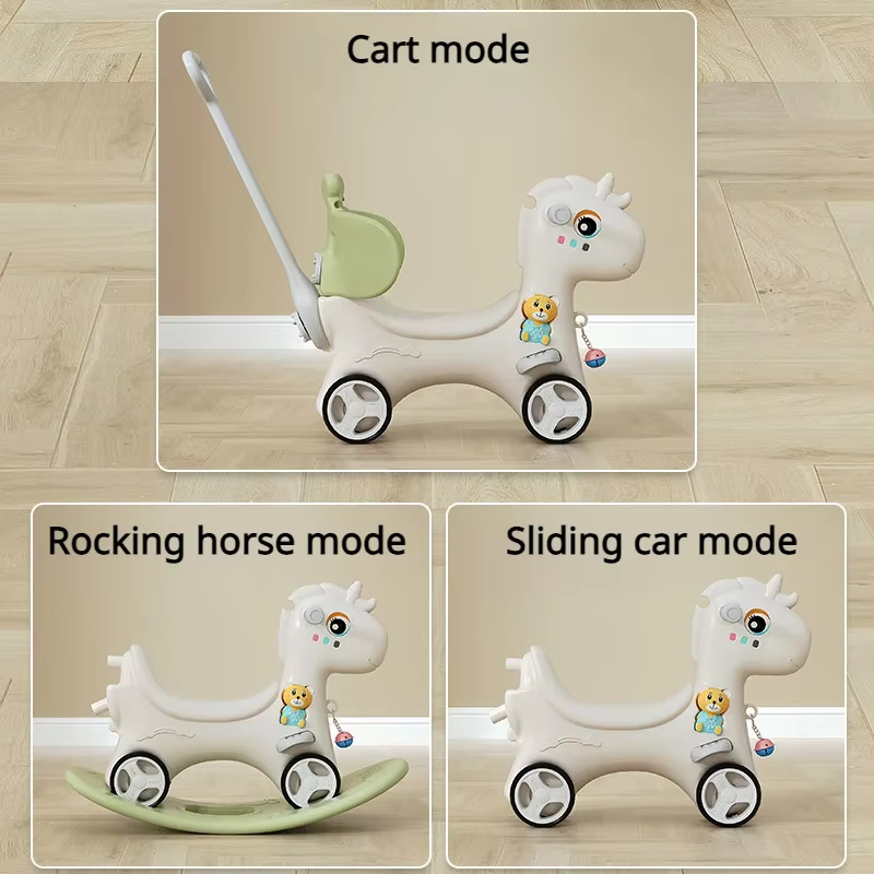 Cheval à bascule pour tout-petits, jouet à bascule pour bébé, cadeau d'anniversaire et de noël amusant pour enfants, vélo d'équilibre avec poignée poussoir